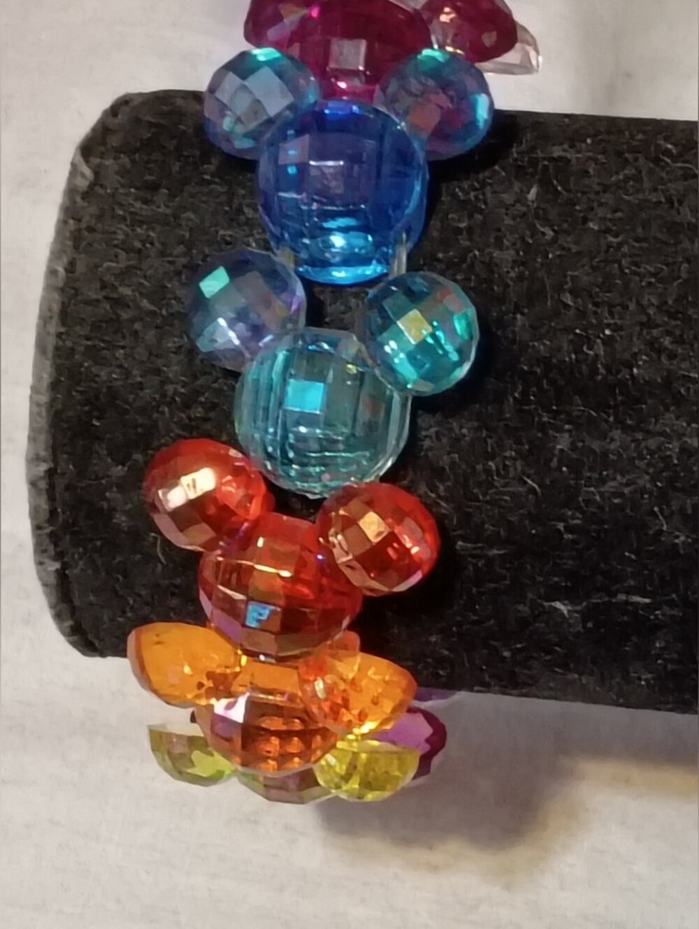 Mickey Inspired Rainbow Crystal (Plastic) Bead Stretch Bracelet - Picture 4 of 4